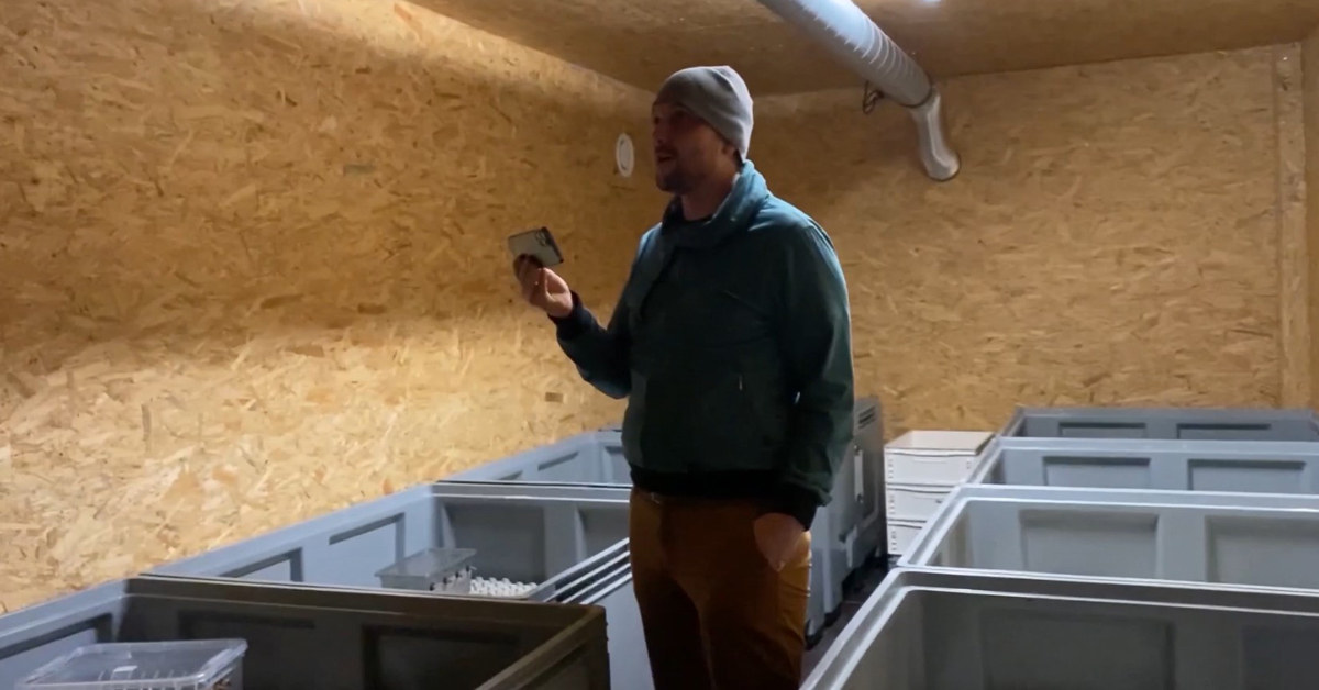 In umgebauten Containern produziert Agraringenieur und Insektenfarmer Florian Berendt Grillen als Lebensmittel.